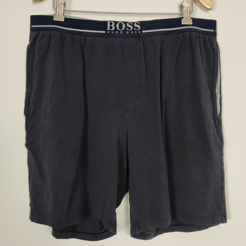 Hugo Boss Men's Boxers Size L Navy Cotton Relaxed Fit With Pockets Lightweight
